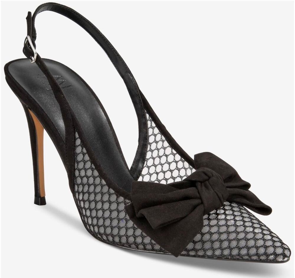Aminah bow sling back black mesh gemma heels $220 sz 6